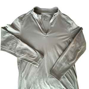 Men's Large Nike Dri-Fit Fitted Quarter Zip Pullover Gray Long Sleeve